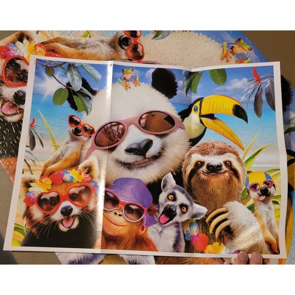 Ceaco Selfies Beach Party Panda Sloth Monkey 550 Piece Jigsaw Puzzle Complete - Picture 5 of 8